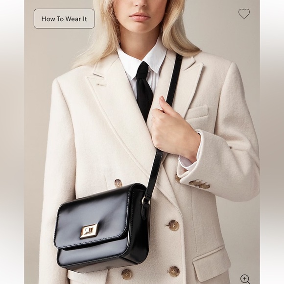 J. Crew Handbags - J Crew Edie crossbody bag in black Italian leather with shiny gold hardware NEW